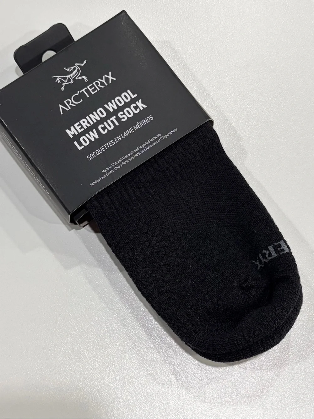 Arc’teryx Adult Medium Merino Wool Low Cut Sock Black NWT Target Cushion